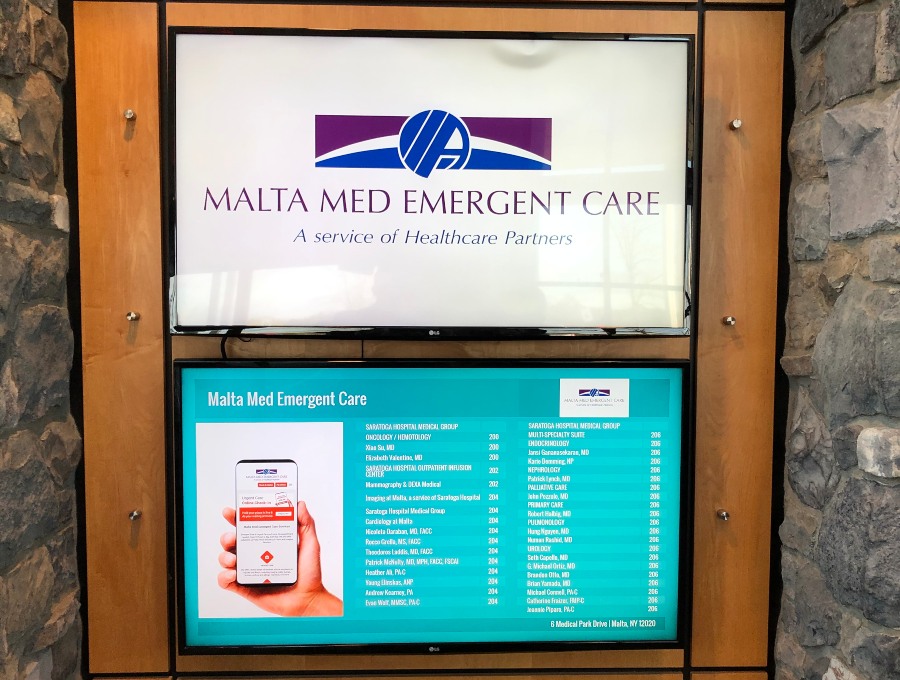 Digital Signage<br/> Malta Medical Emergent Care<br/> Albany NY