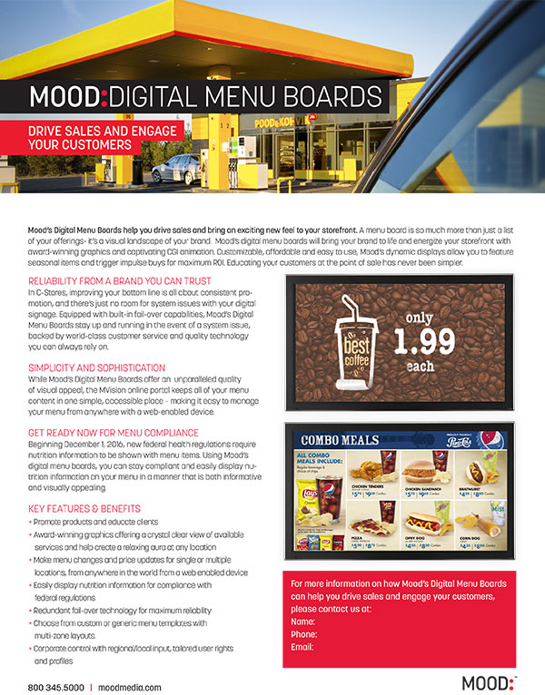 Mood Digital Menu Board One Sheet-C-Store