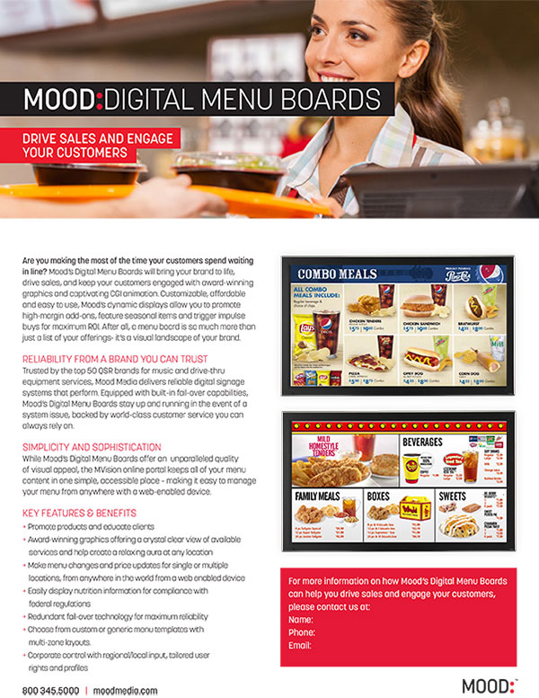 Mood Digital Menu Board One Sheet-QSR