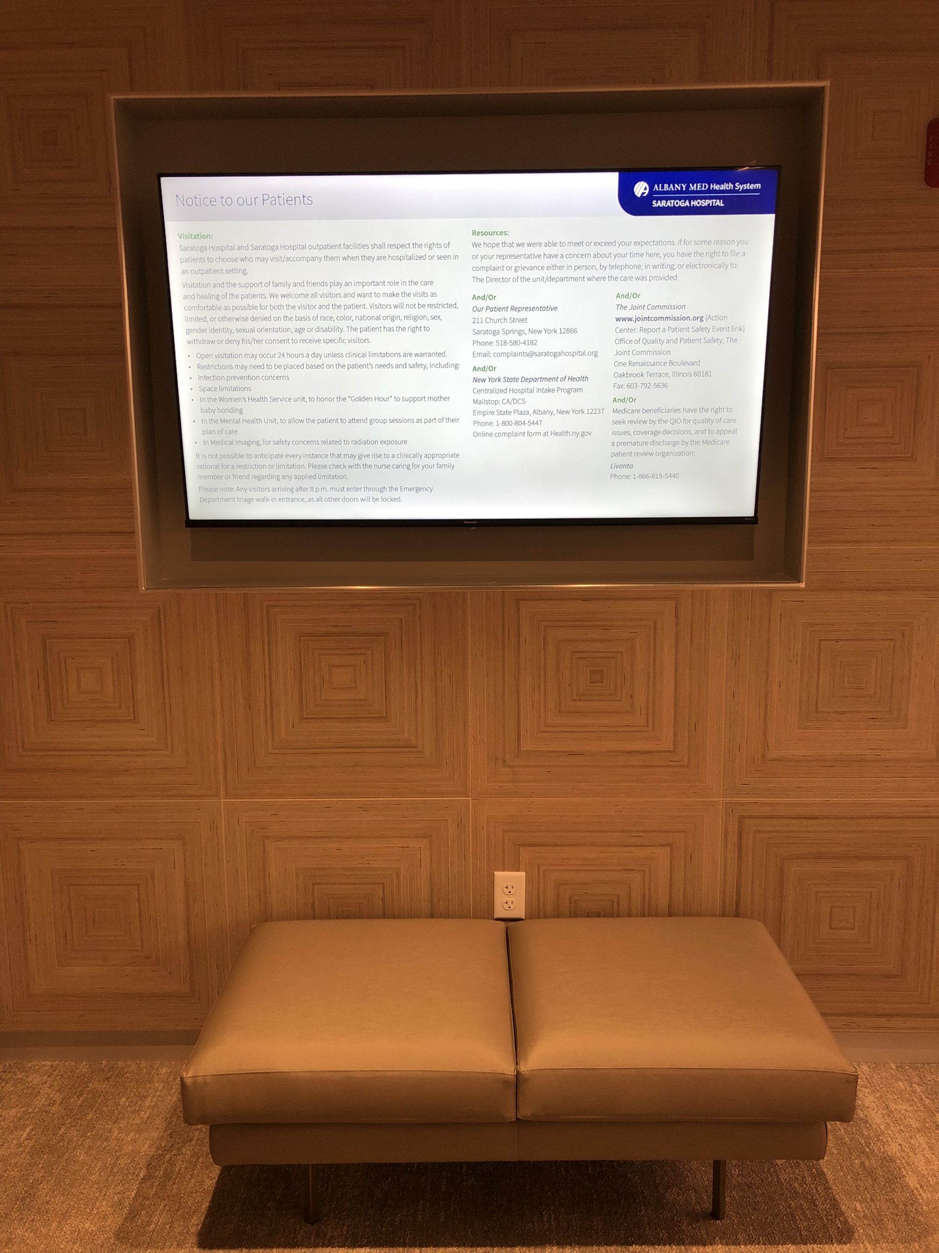 Digital Signage <br/> Saratoga Hospital Primary Care<br/> Saratoga, NY